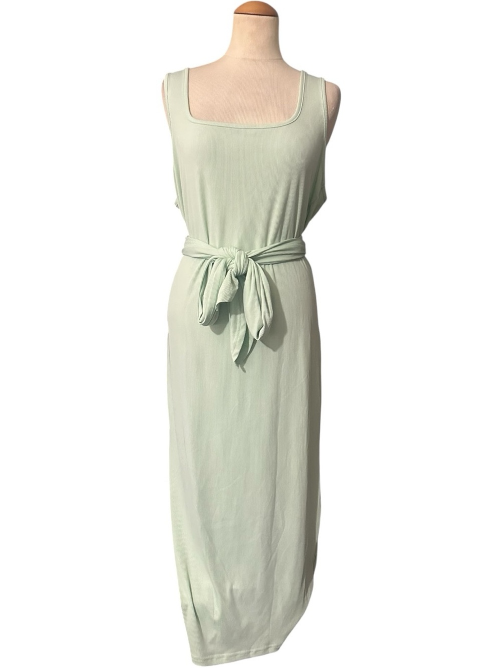 Cider Sleeveless Square-Neck Tie Waist Maxi Dress NWT Light Mint Size 1X